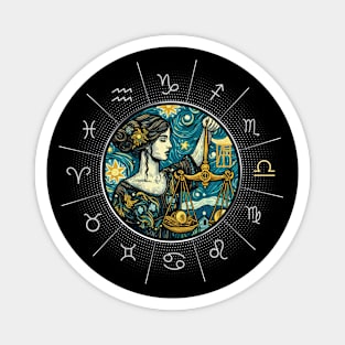 ZODIAC Libra - Astrological LIBRA - LIBRA - ZODIAC sign - Van Gogh style - 11 Magnet